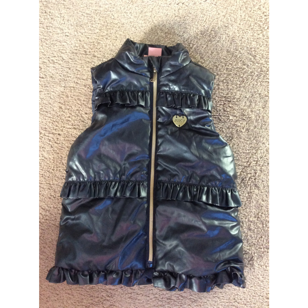 Girls Juicy Couture Navy Ruffle Puffer Vest Size 4